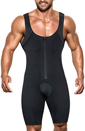 Mens Shapewear Tummy Control Bodysuit Slimming Compression Body Shaper Fajas Girdle Undershirts Thighs Open Crotch