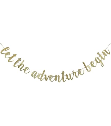 SWYOUN Burlap 'Let The Adventure Begin' Banner - Travel Theme Party Decor For Baby Showers & Graduations