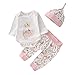 Baby Girls Clothes Set Kids Long Sleeve White Romper + Flamingo Print Long Pants Autumn Outfits (White, 0-6 Months)