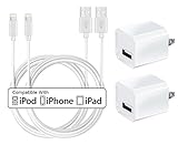 USB Wall Charger, Certified Tricon 5W / 1A USB Power Adapter Portable Charger Cube with 3 Feet / 6FT Lightning to USB Charging Cable - iPhone iPad Samsung iOS10 (2 Pack) White