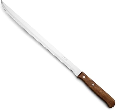 Faca de presunto arcos com lâmina de aço inoxidável 250 mm, faca afiada para corte de presunto e carne, ótimo corte preciso de presunto, cabo de madeira comprimida, série latina, cor marrom