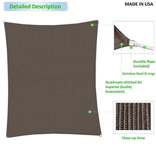 Eden's Decor Curved Rectangular UV-Blocking Sun Shade Sail for Outdoor Patio & Swimming Pool (6' X 10', Brown) - Thumbnail 2
