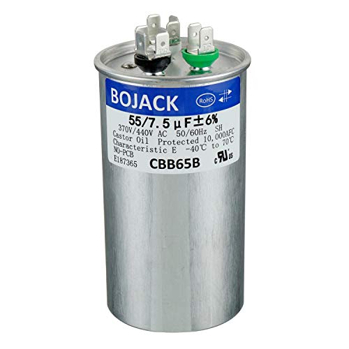 BOJACK 55+7.5 uF 55/7.5 MFD ±6% 370/440 V AC CBB65 Dual Run Circular Start Capacitor for AC Motor Run or Fan Start or Condenser Straight Cool or Heat Pump Air Conditioner: Industrial & Scientific