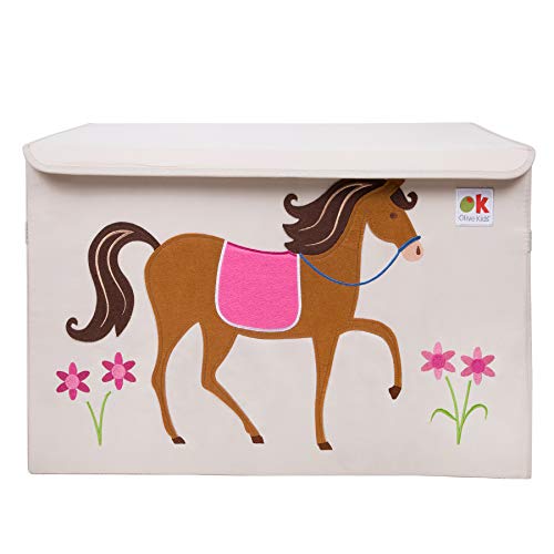 41qCsoo8ZSL - Olive Kids by Wildkin Toy Chest, Perfect for Playroom Organization, Measures 24 x 15 x 14 Inches, Coordinates with Other Room D&eacute;cor &ndash; Horses