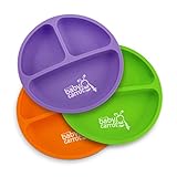 Divided Soft Plates for Baby and Toddler. | Sweet Baby Carrot | Soft, Unbreakable & 100% Safe | BPA Free | 3 Pack Set | Assorted Colors (Purple, Green, Orange) | Silicone