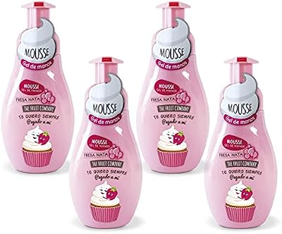 The fruit company 26300013 - sabonete mousse espuma para mãos, creme morango, 250 ml, 4 unid.