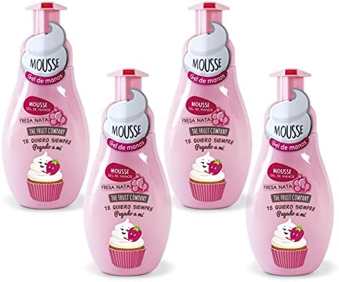 The fruit company 26300013 - sabonete mousse espuma para mãos, creme morango, 250 ml, 4 unid.