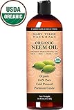 Mary Tylor Naturals Organic Neem Oil Large 16 oz, USDA Certified Organic, Cold Pressed, Unrefined, Premium Quality, 100% Pure Great for Skincare, Hair Care and Plants - Natural Bug Repellent