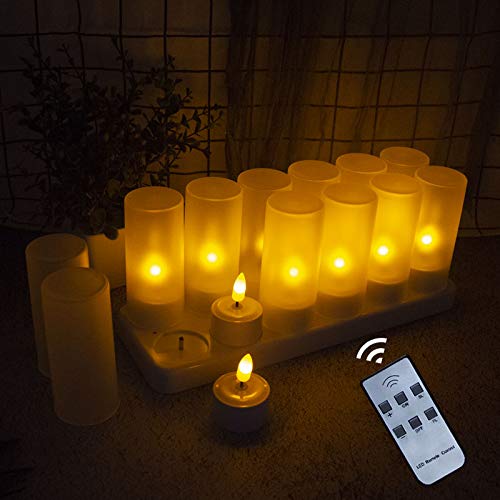 EuroFone3D Led Candles Rechargeable Flameless Candle with Remote Timer,LED Candles Pack of 12 for Wedding Party Halloween Christmas Home Decoration
