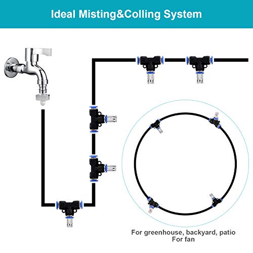 Homga Misting Cooling System 32.8FT(10M) with 10 Copper Metal Mist Nozzles and a Connector(3/4") for Trampoline Patio Misting Micro Flow Watering Automatic Distribution System