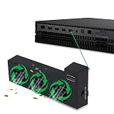 Xbox One X Cooling Fan-External Intelligent Control USB Cooler- 3 Radiator Fans Offer Quiet Efficient Heat Removal for Xbox One X Game Console Controller-Black