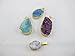 Agate Pendant Natural Druzy Agate with Gold Bezel One Hooks Set of 3 Mixed Shape Mixed Color