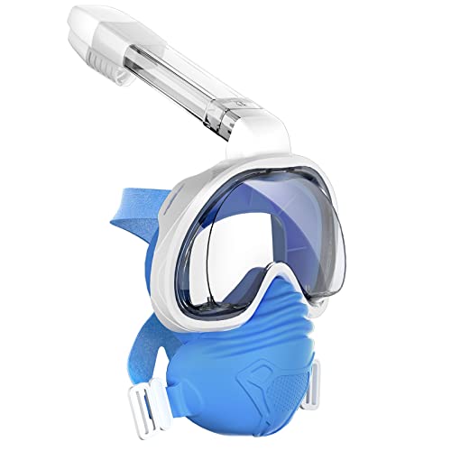 bedee Masque de Plongée, Masque Snorkeling Plein Visage Pliable Respiration Libre, Anti-Buée et Anti-Fuite, 180° Visible avec la Support pour Caméra de Sport, Adapté pour Adultes et Jeunesse(L/XL)