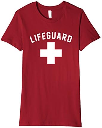 Womens Lifeguard Red &amp; White Certified Swimming Pool T Shirt Medium Cranberry