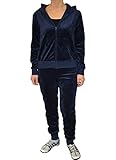 LnLClothing Women's Solid Color Velour 2pc Set, Navy, XLarge