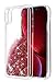 WORLDMOM for iPhone XR Case, Double Layer Design Bling Flowing Liquid Floating Sparkle Colorful Glitter Waterfall TPU Protective Phone Case, Red