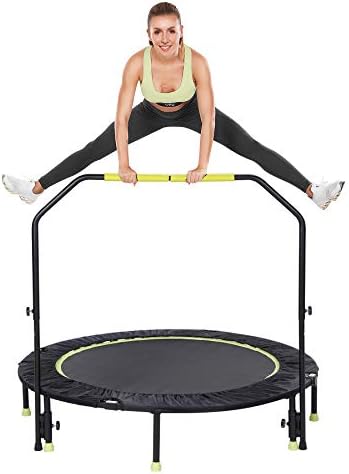 Gulujoy 50インチ 折りたたみ可能 ミニトランポリン フィットネス リバウンダー 調節可能なハンドルバー付き 大人
