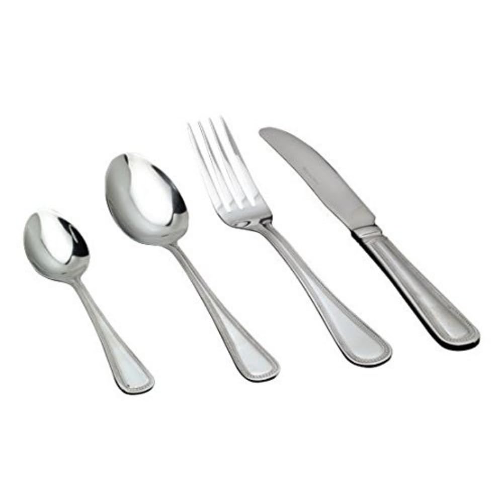 Genware NEV-SS-BD Soup Spoon, Bead Pattern (Pack of 12)