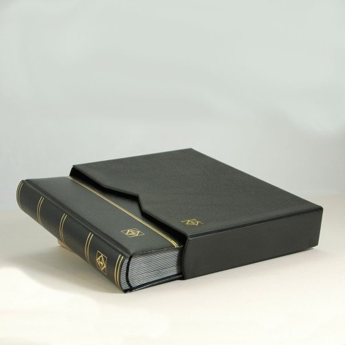 Lighthouse 64-Black Page Leather Stamp Stockbook LZS4/32K Black