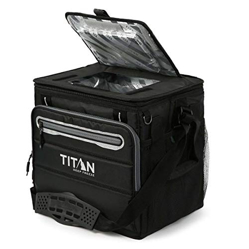 Titan Glacière Portable Capacité 40 Canettes + Glace 1330878 5 Couches D’isolation Jusqu’à 2 Jours De Conservation De La Glace. Couleur : Noir.