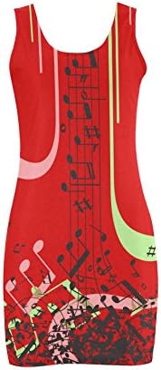 Abbie Miller Music Note Dress Women's Polyester Casual Vest Dress Red