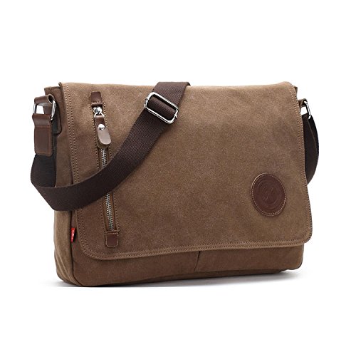Durable Fashion Vintage Canvas Messenger Bag Laptop Bag Ipad Bag Bookbag Satchel Crossbody Bag Shoulder Sling Bag Shopping Bags Outdoor Sports Travel Casual Weekend Bag for Men and Women (Coffee)