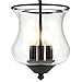 Amazon Brand – Ravenna Home Clear Glass Semi-Flush Mount Pendant Ceiling Light Fixture with LED Bulb - 8.5 x 8.5 x 14.75 Inches, Dark Bronze