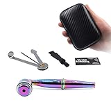 Detachable Zinc Alloy Pipe - Virtuosity Special Aesthetic Feeling Metal Pipe for Herbs with Scraper, Screen, Cleaning Brush & Zipper Case (Rainbow)