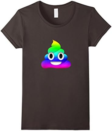 Women's Rainbow-Smiling-Poop-Emoji T-Shirt Large Asphalt