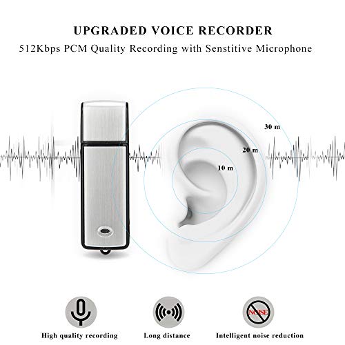 Mini Digital Voice Recorder, 8GB – 18 Hours Capacity Sound Audio Tape Recording Device, USB Rechargeable Sound Activated Recorder for Lectures Meetings