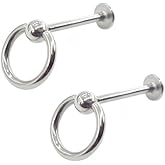 Zynova 2Pcs 16G Stainless Steel Door Knocker Lip Labret Studs Rings Cartilage Flat Back Earrings Minimalist Tragus Conch Helix Earring Lip Cartilage Medusa Piercing Jewelry 6mm 8mm 10mm