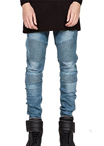 Vogstyle Men's Hipster Hip Hop Skinny Runway Distressed Slim Denim Biker Jeans Style 2-blue 30