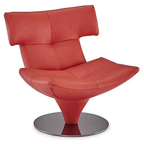 Zuri Furniture Modern Mora Swivel Lounge Chair Red Italian Top Grain