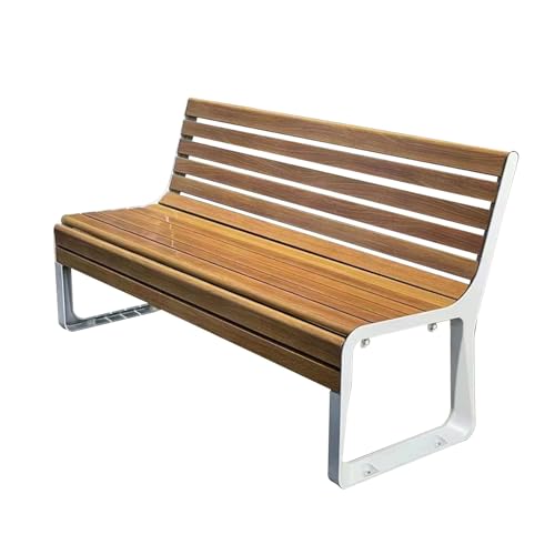GSATREY Patio Garden Bench, Weatherproof Outdoor Bench, Cast Aluminum Outdoor Furniture, Outdoor Bench with Backrest & Portable Frame, for Yard Patio Entryway Park(Silver)