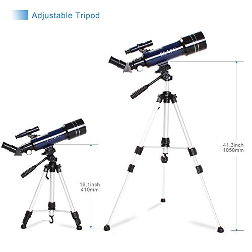 ESAKO Telescope for Beginners & Adults 70mm Astronomical Refractor Telescopes with Height Adjustable Tripod Backpack Phone Mount & Moon Filter & 3X Barlow Lens