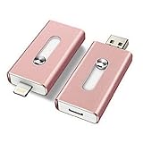 [App upgraded]128GB iPhone USB Flash Drive, iOS Memory Stick, iPad External Storage Expansion for iOS Android PC Laptops (Pink)