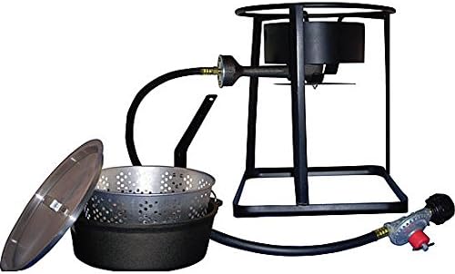 King Kooker 15" Portable Propane Outdoor Cooker Package with 6 Qt. Cast Iron Pot and Aluminum Basket