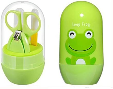 Manicure Kit Infant, Set Baby Nail Clippers Safety Grooming kit Nail Care Manicure Set with Scissors, Tweezers and Nail File (4 Pcs) for Newborn, Infant, Toddler, Kids (Green)