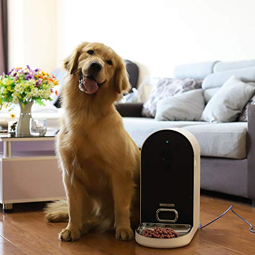 DOGNESS Automatic WiFi Dog/Cat Smart Camera Feeder – 6.5lbs Large Capacity App Control Food Dispenser with WiFi, Portion Control, Voice Recording, Camera, Timer Programmable - Dark Blue