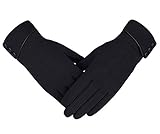 Women Touchscreen Phone Texting Polyester Windproof Winter Gloves one size fits all (Black)