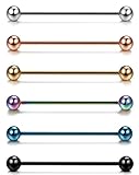 FUNRUN JEWELRY 6PCS 14G Stainless Steel Industrial Barbell Piercing Jewelry Piercing Earrings Set