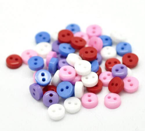 500 x Round Mixed (5 Colours) 6mm Sewing Clothes Crafts Scrapbooking Card Making 2 Hole Buttons — image 1