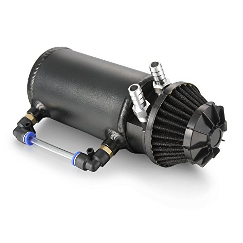 Dromedary Black Aluminum Oil Reservoir Catch Can Tank Kit Breather Filter Baffled