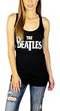 The Beatles Womens Long Racerback Tank Top Black