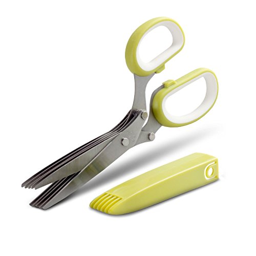 Orblue herb scissors, food cutter shears with five 3-in…