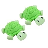 Sourcingmap 2 Pcs Green Emulational Tortoise Shape Rubber Erasers Set