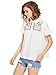 Floerns Women's Doll Collar Floral Embroidered Blouse White M