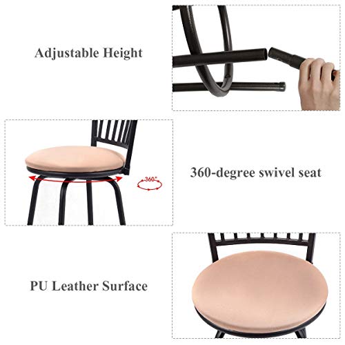 WATERJOY Barstool, Set of 3 Modern Swivel Bar Stool Counter Height Chair Bistro Pub Breakfast Kitchen Stools Chair - Thumbnail 2