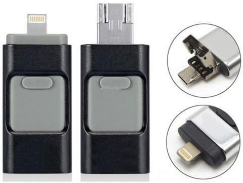 USB i Flash Drive U Disk Memory Stick Storage For Iphone Ipad Mac Android Phone PC 8gb 16gb 32gb 64gb 128gb (Black 8GB)