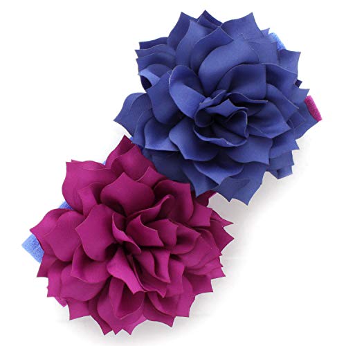 My Lello Petal Flower Headbands Girls Toddler Mixed Colors 2-Pack (Cornflower Blue/Royal Orchid)